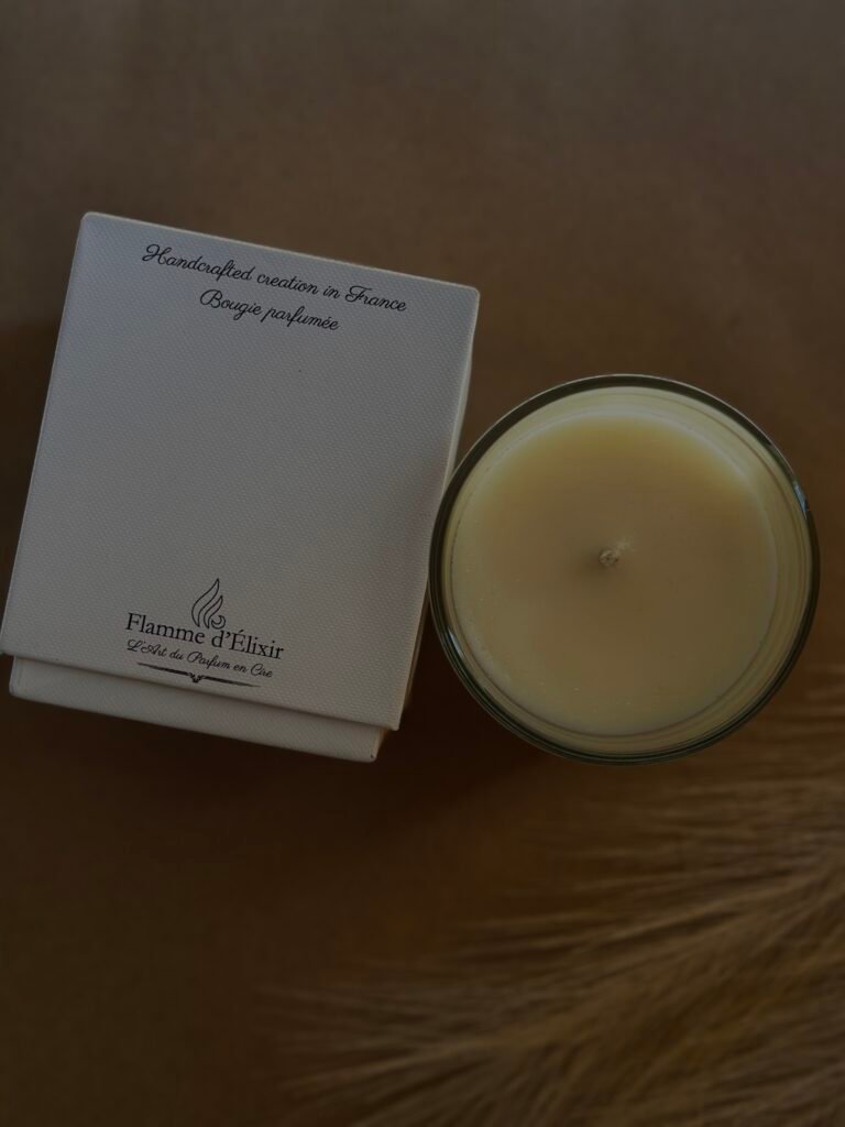 Signature collection of luxury scented candles in elegant packaging