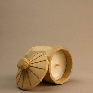 sandstone scented candle. jasmin, orange leaves, apricot fragrance candle. Design scented objects created by Flamme delixir